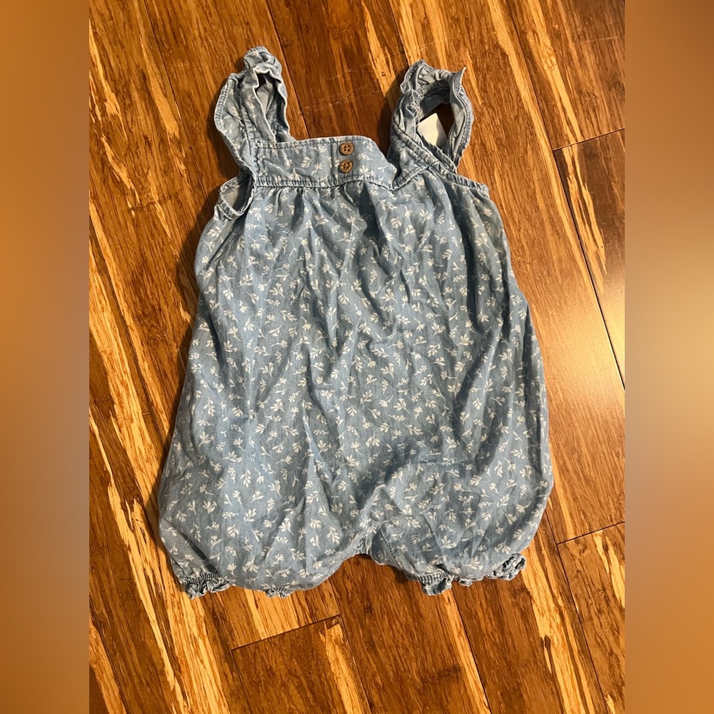 Blue Floral Baby Romper